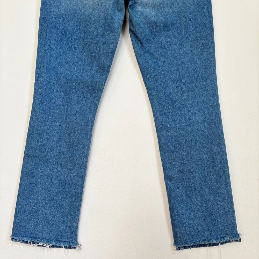 Mother Women"s 29 High Waisted Rascal Ankle Jeans Love Gun Distressed Frayed Hem - Picture 6 of 16